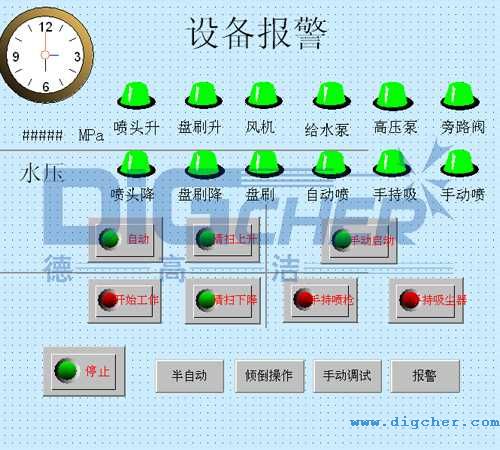 德高潔公鐵兩用軌道清洗清掃車控制系統(tǒng)界面